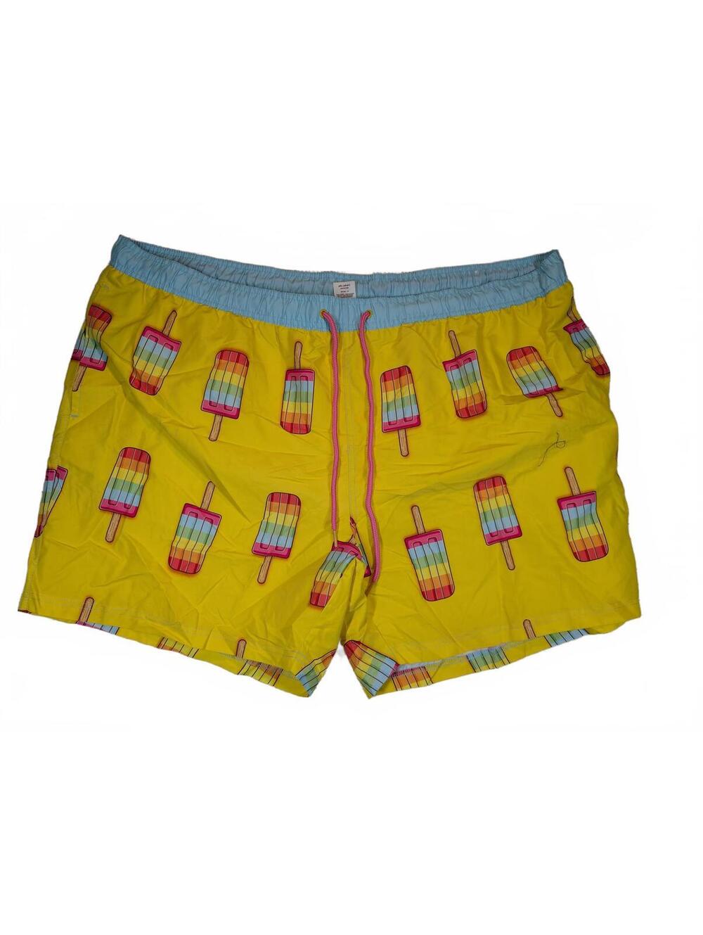 Celebrate Pride Popsicle Print Swim Trunks Drawstring Mesh Lined Mens 3XL 48-50